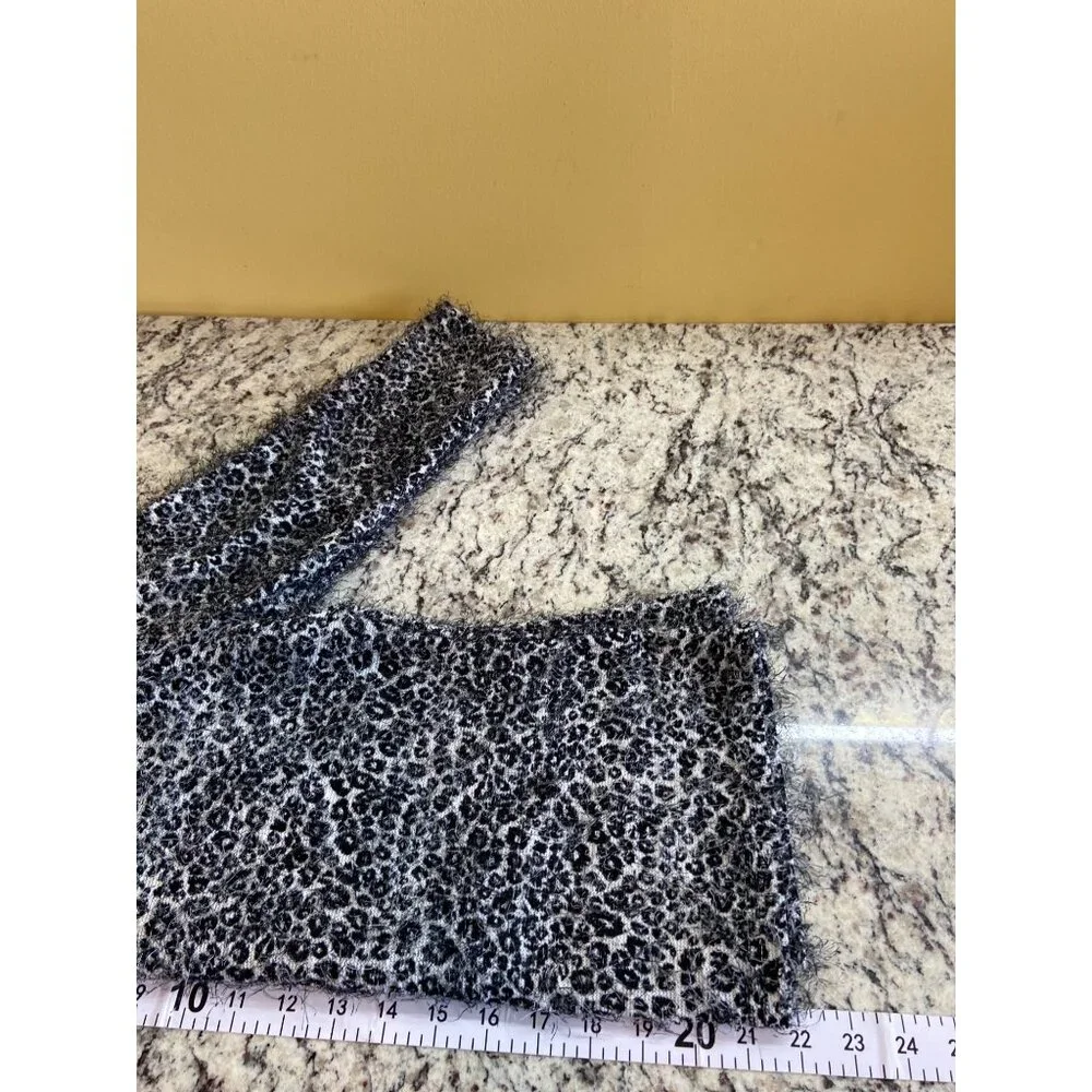 Vintage Studio C Leopard Print Sweater L Black White Mob Wife Retro Glam Y2K_7